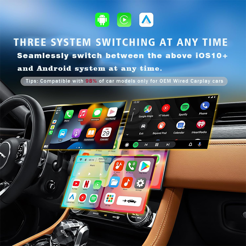 2 in 1 Wireless CarPlay & Android Auto Adapter Plug & Play 	Converts Wired to Wireless for Factory Wired Cars from 2016+