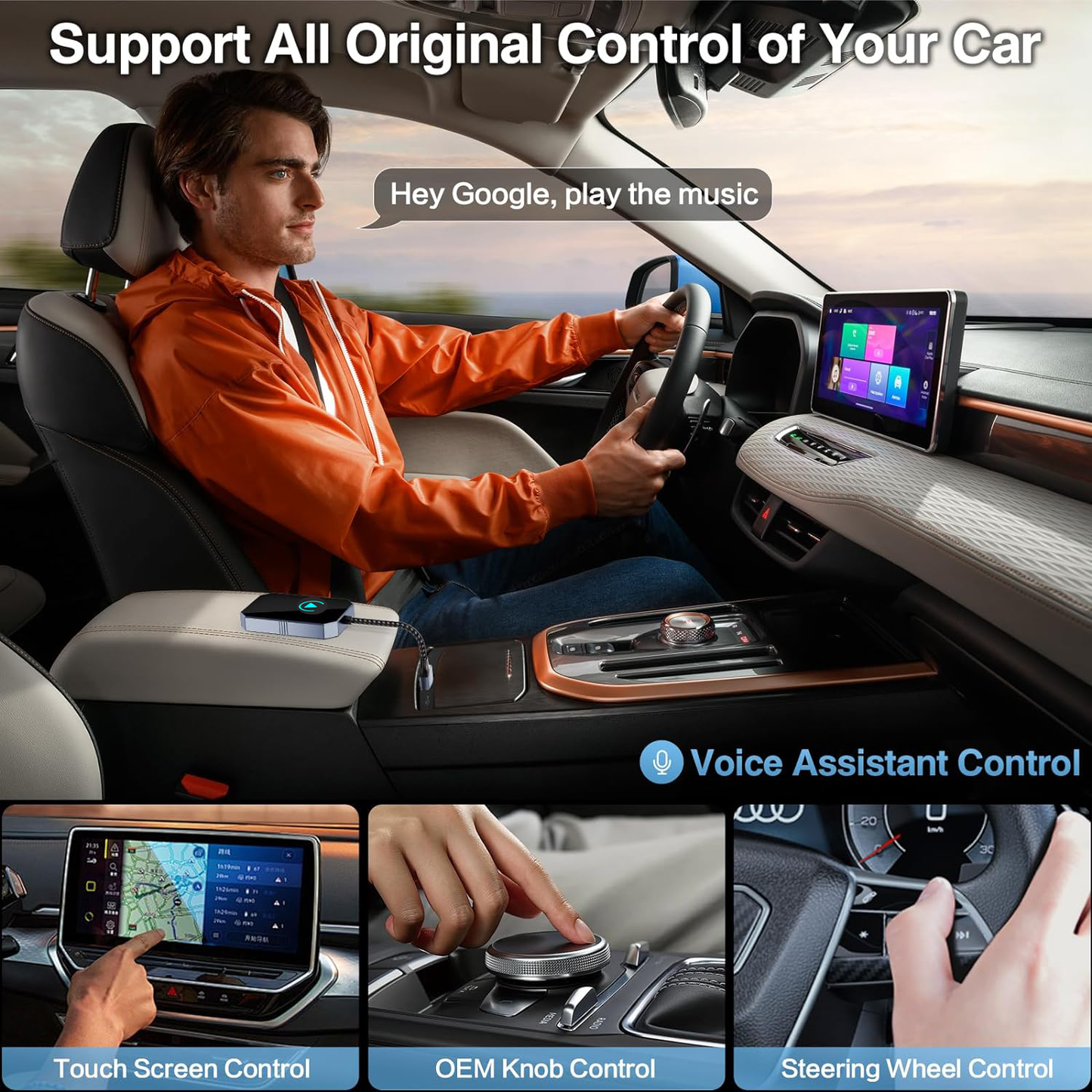 Android Auto Wireless Adapter for OEM Factory Wired Android Auto Car for Android 11+ & Cars from 2015