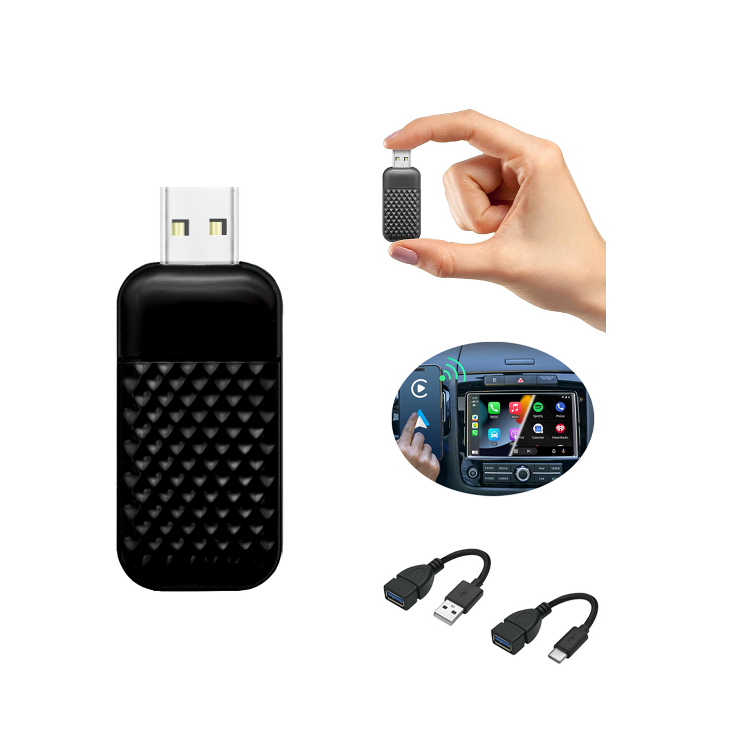 2 in 1 Wireless CarPlay & Android Auto Adapter Plug & Play 	Converts Wired to Wireless for Factory Wired Cars from 2016+