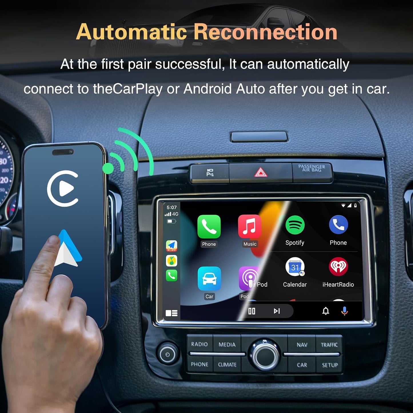 2 in 1 Wireless CarPlay & Android Auto Adapter Plug & Play 	Converts Wired to Wireless for Factory Wired Cars from 2016+