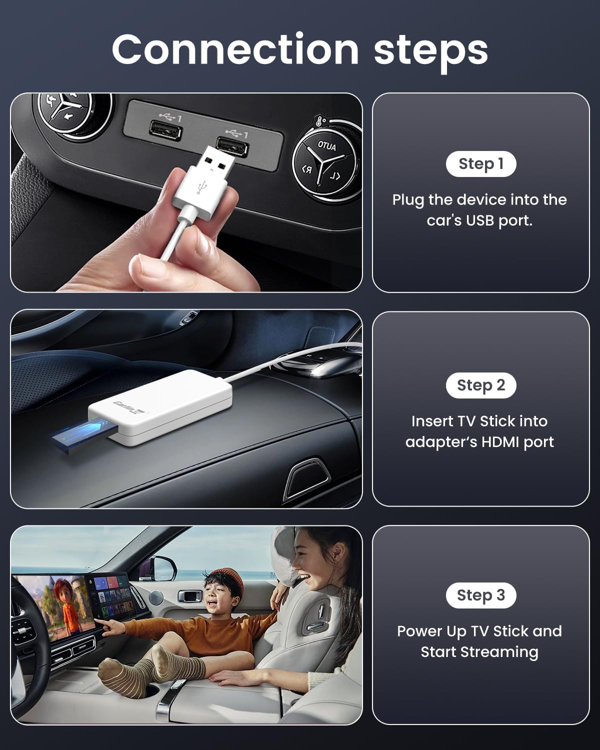 Car TV Mate  Fire TV Stick Converter for Car Wired CarPlay to HDMI Multimedia Adapter 1080P Compatible with SetTop Box, Switch, etc HDMI to USB Port Converter for The OEM Factory CarPlay Cars