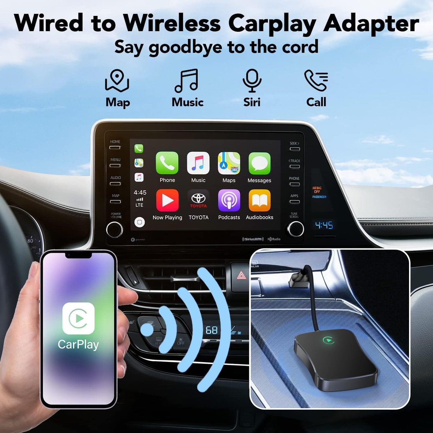 Wireless CarPlay Adapter Compatible with iPhone iOS 10+ & from 2015 Cars