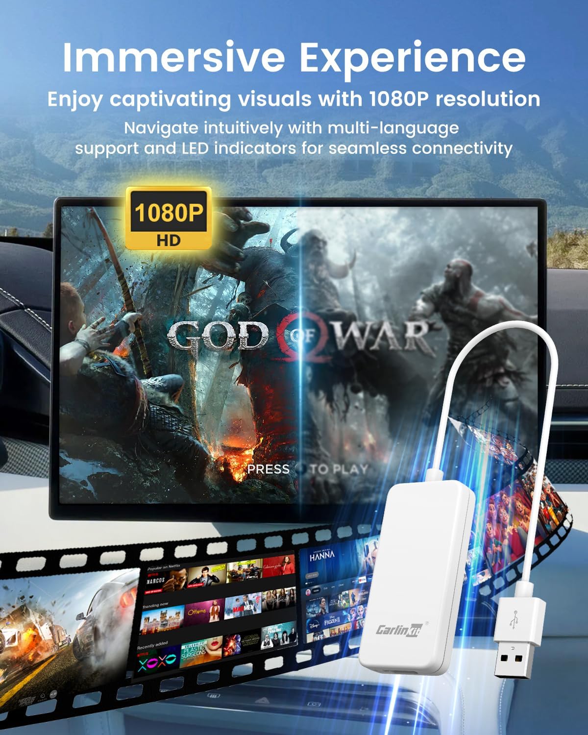 Car TV Mate  Fire TV Stick Converter for Car Wired CarPlay to HDMI Multimedia Adapter 1080P Compatible with SetTop Box, Switch, etc HDMI to USB Port Converter for The OEM Factory CarPlay Cars