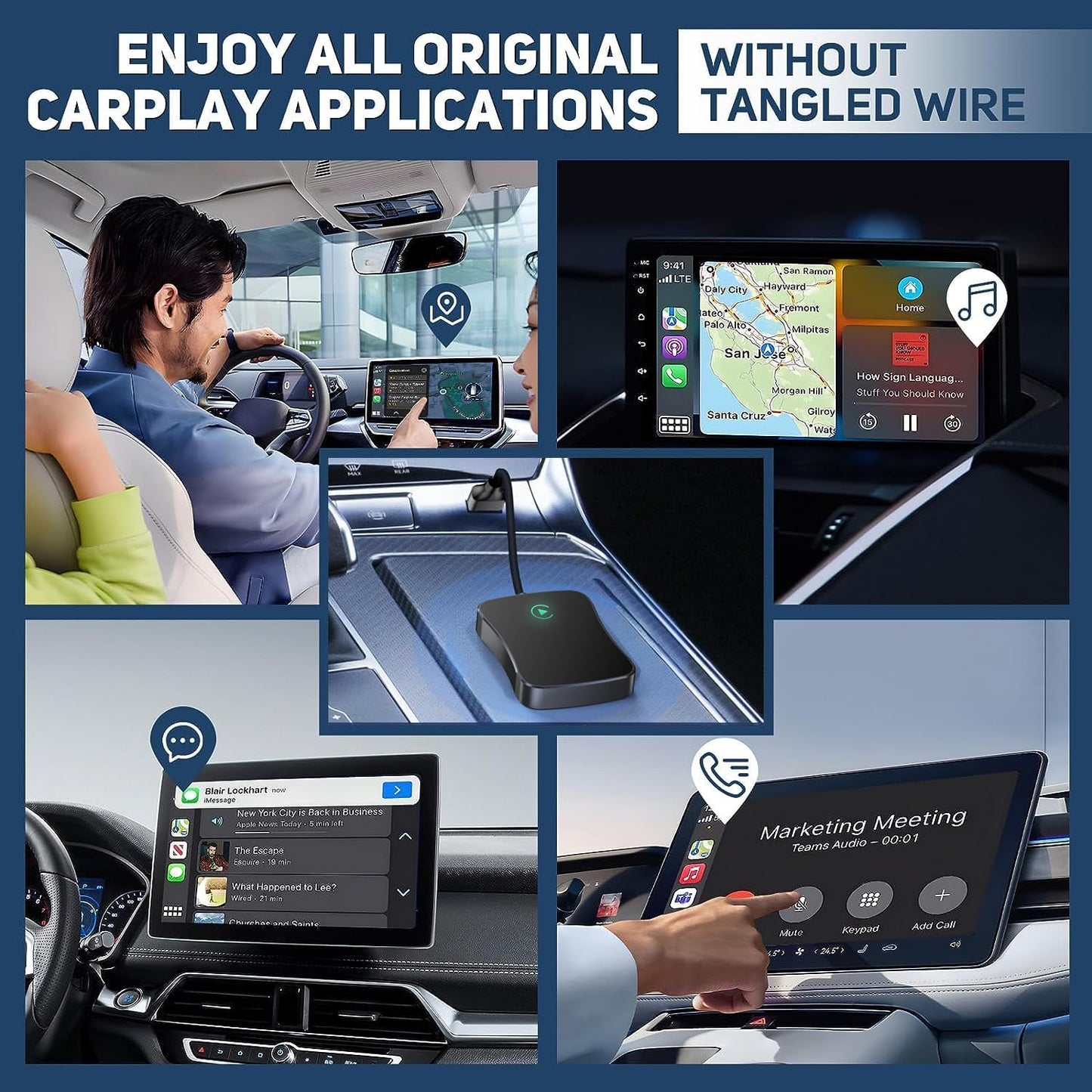 Wireless CarPlay Adapter Compatible with iPhone iOS 10+ & from 2015 Cars